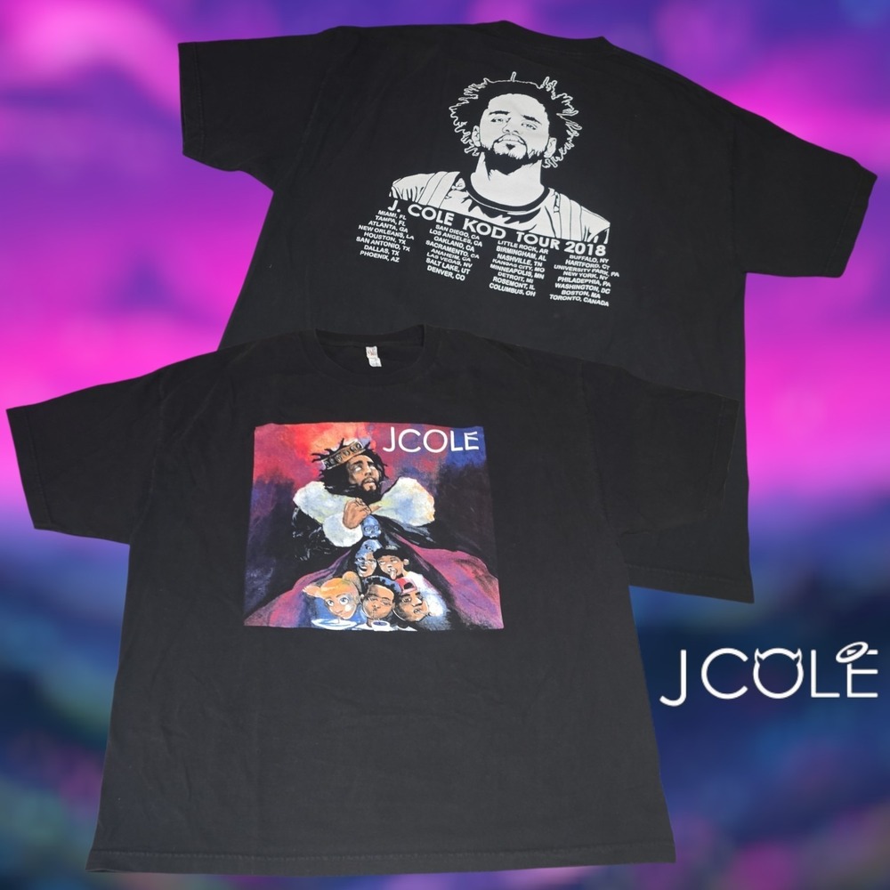Unisex‎ J.Cole KOD Album Cover Jermaine Cole 2018 Tour T-shirt Black XXL
